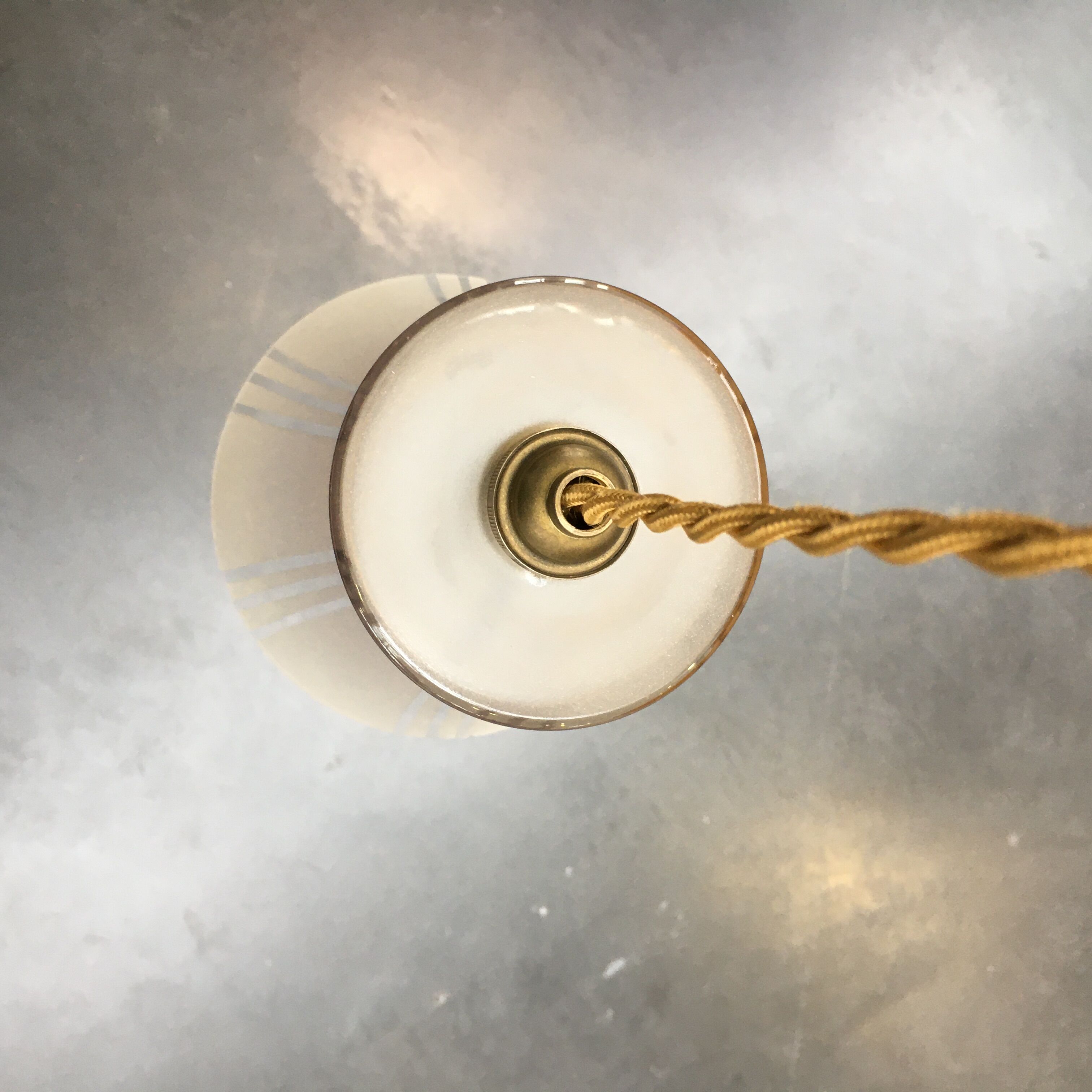 Art Deco hanging lamp in frosted glass