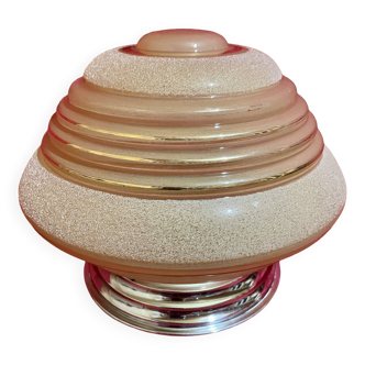 Vintage lamp or ceiling light, pink and gold granite glass, 50s/60s