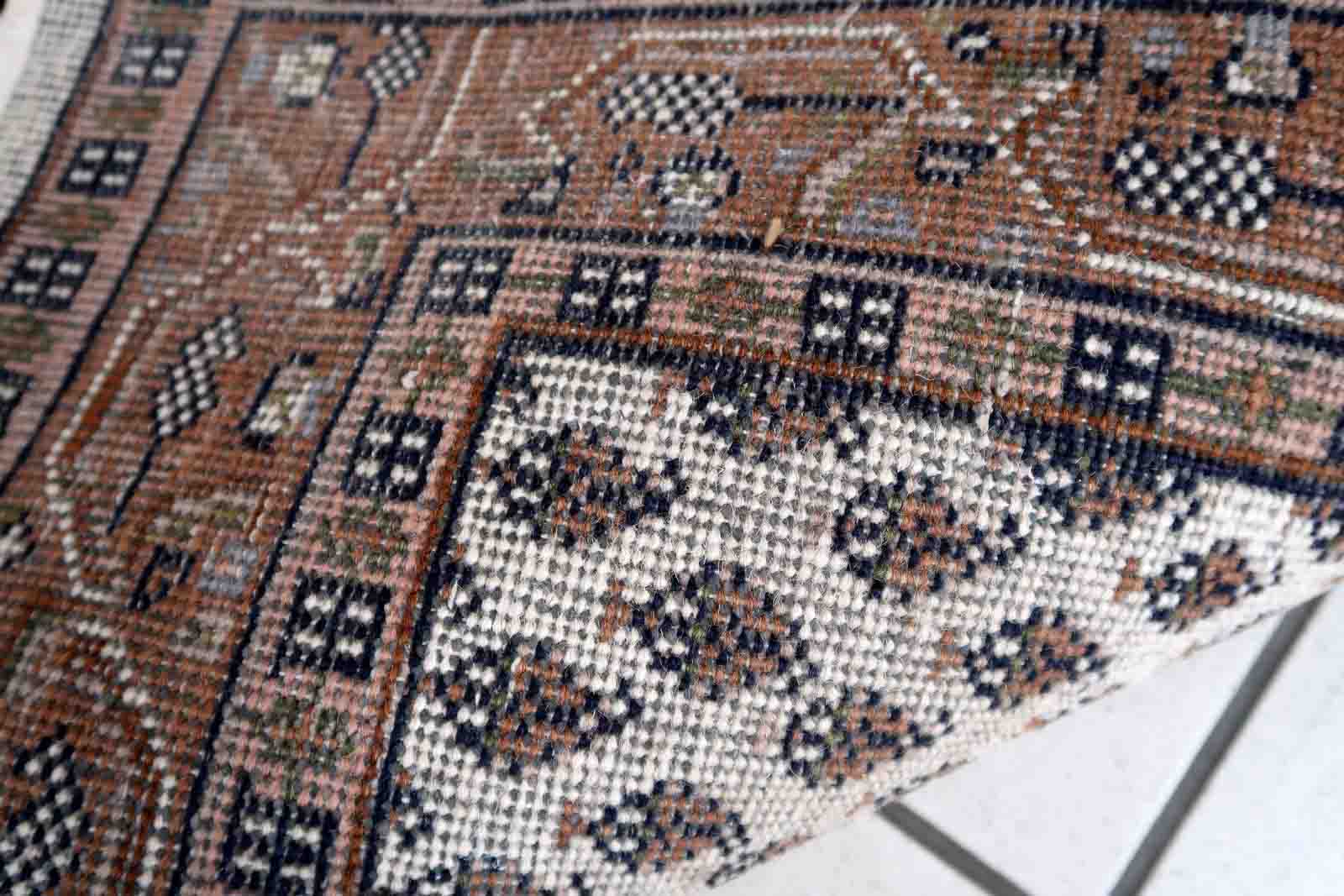 Vintage indian carpet seraband handmade 73cm x 140cm 1970s