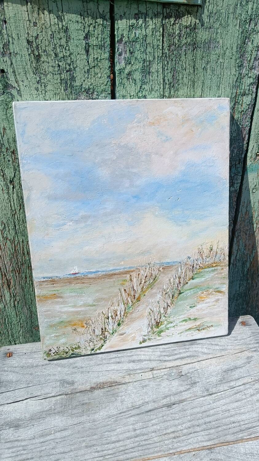 Oil painting on canvas signed seascape