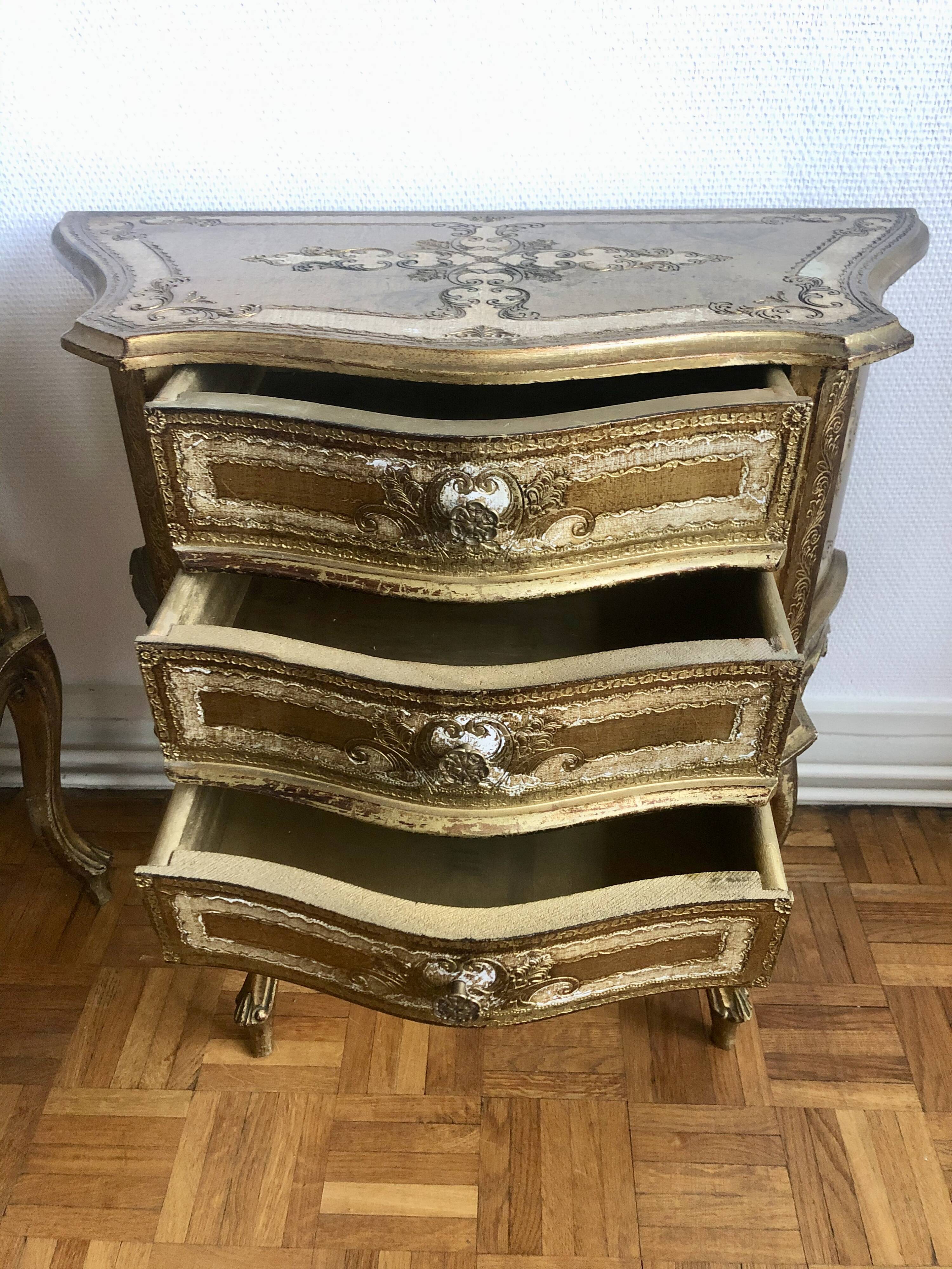 Pair of bedsides Florentine style, 1950s