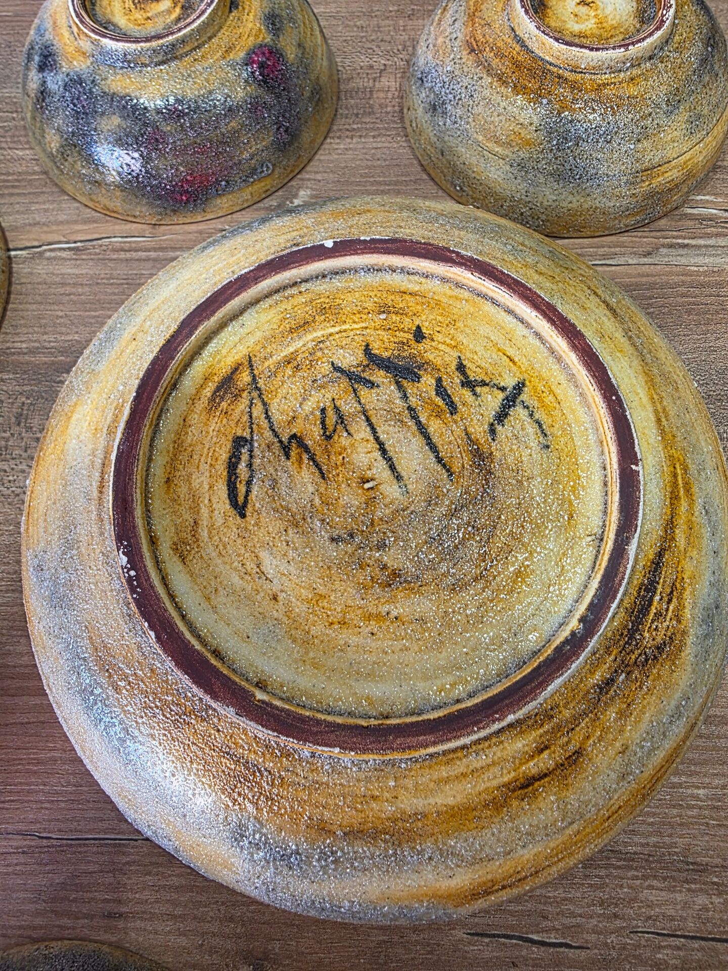 Magnificent vintage service in Vallauris fat lava from the 60s-70s, signed.