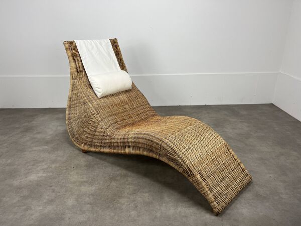 Chaise longue Karlskrona par Karl Malmvall pour Ikéa, rotin