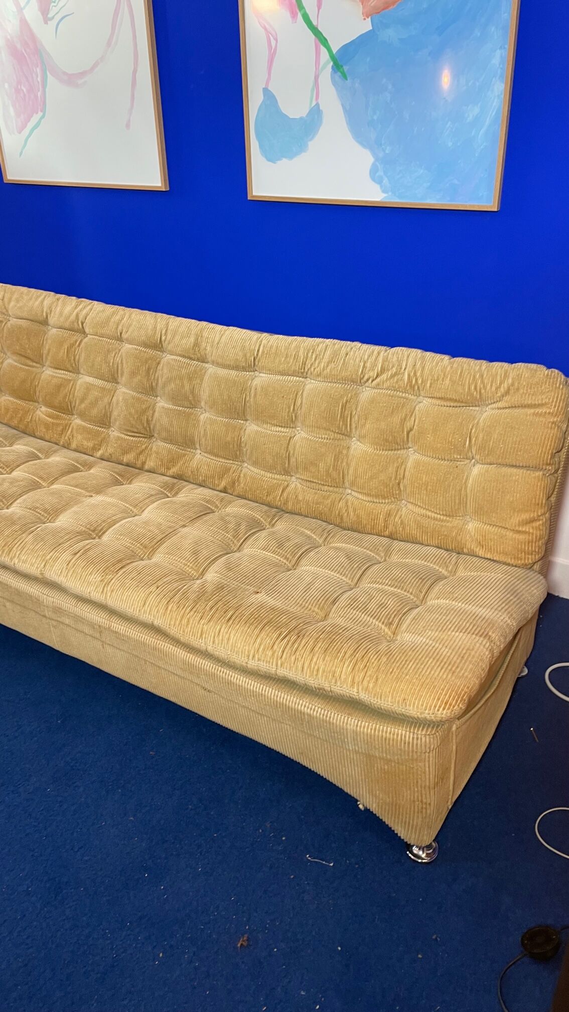 Vintage sofa from the 70s in corduroy