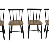 Vintage set of four -bar chair made of black lacquered wood - 1960s