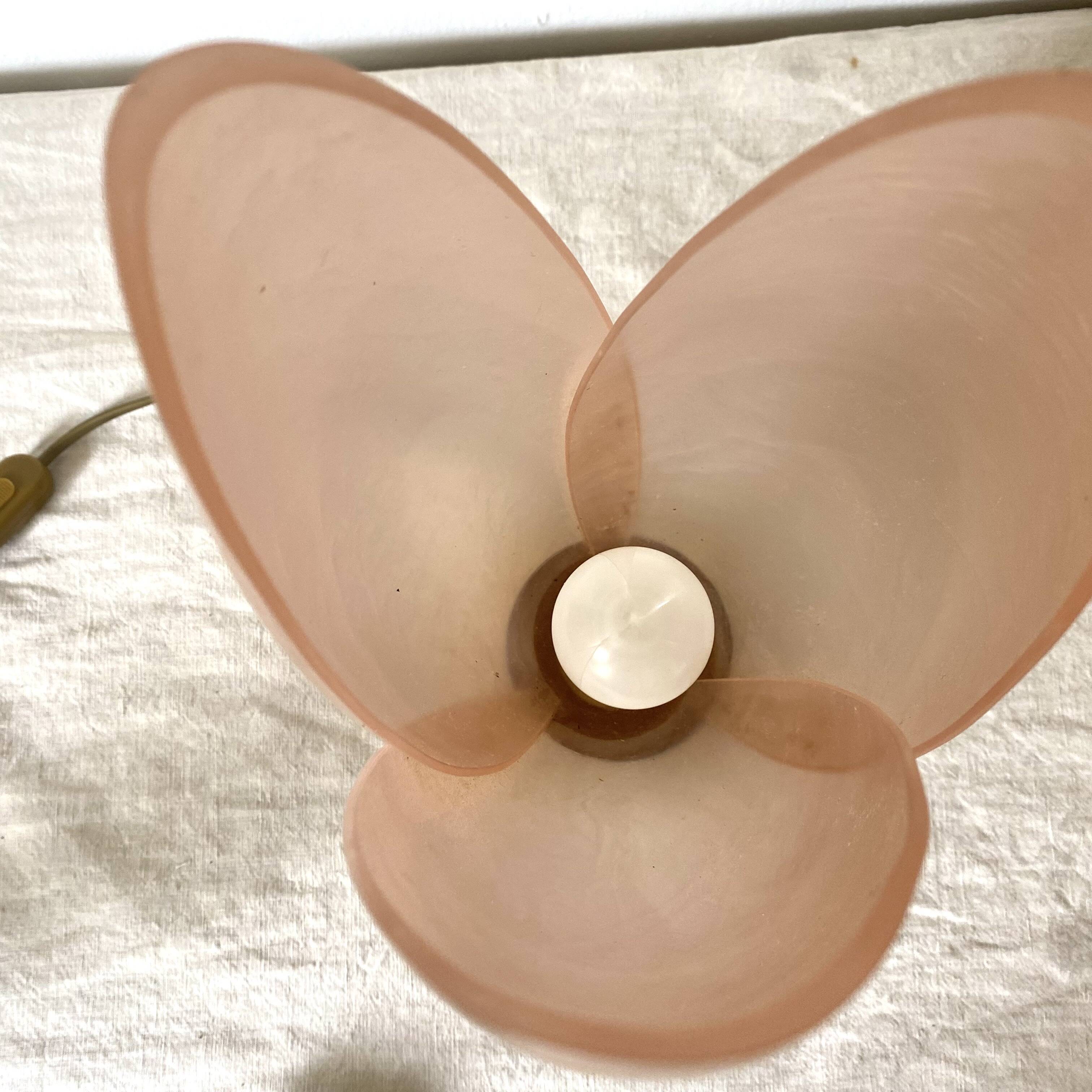 Pink tulip lamp by Laurent Rougier, 70s-80s