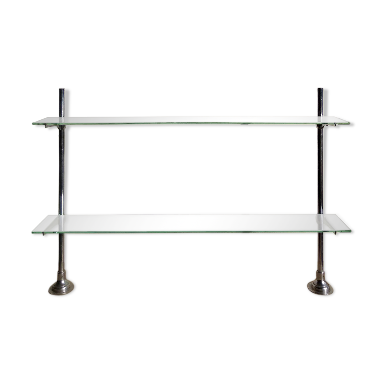 Glass and chrome metal shelf, store display