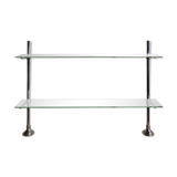 Glass and chrome metal shelf, store display