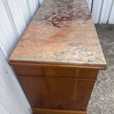 Louis-Philippe chest of drawers in cherry burl and Pyrenees marble top f