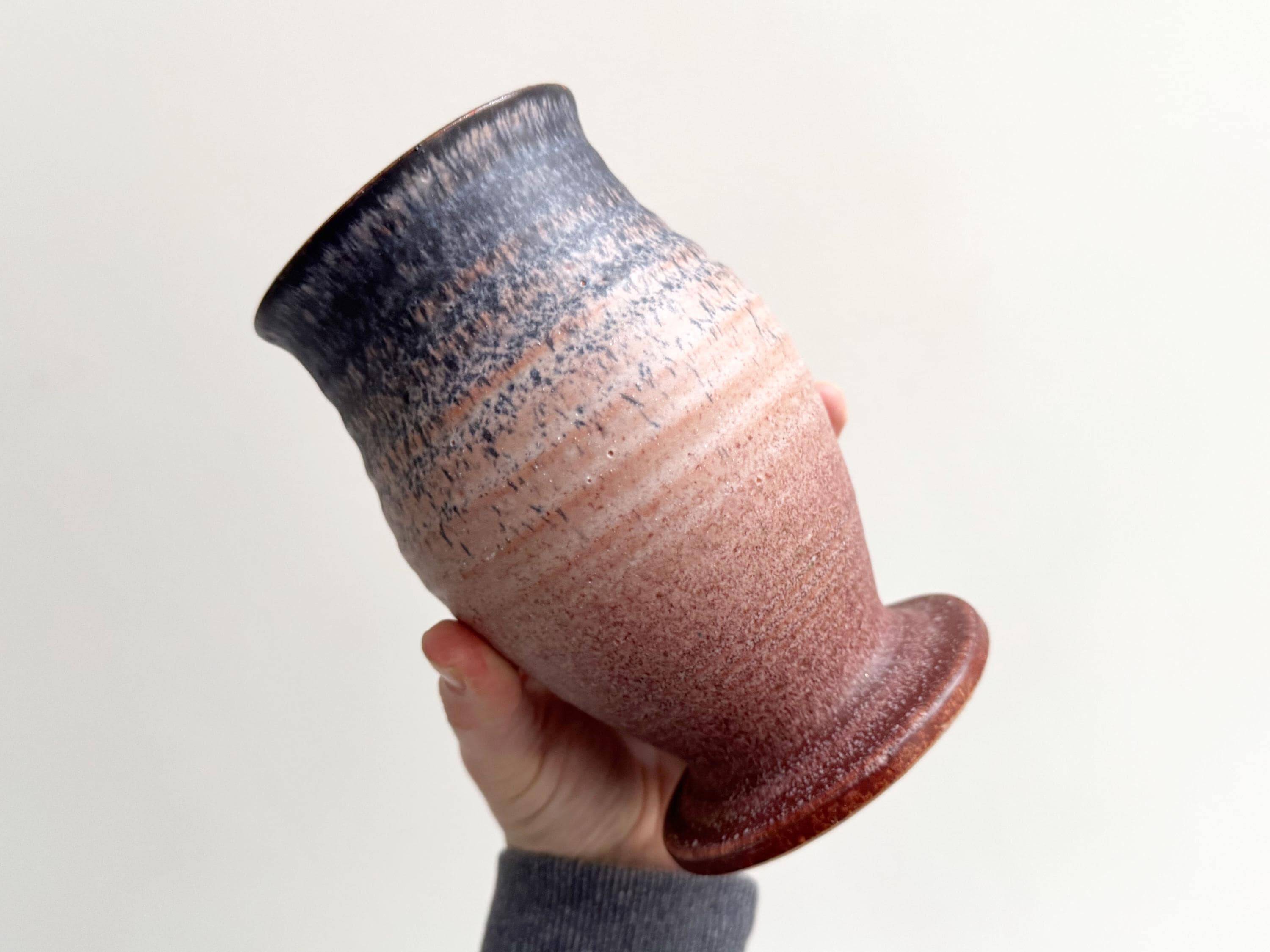 Vintage blue and pink ceramic vase