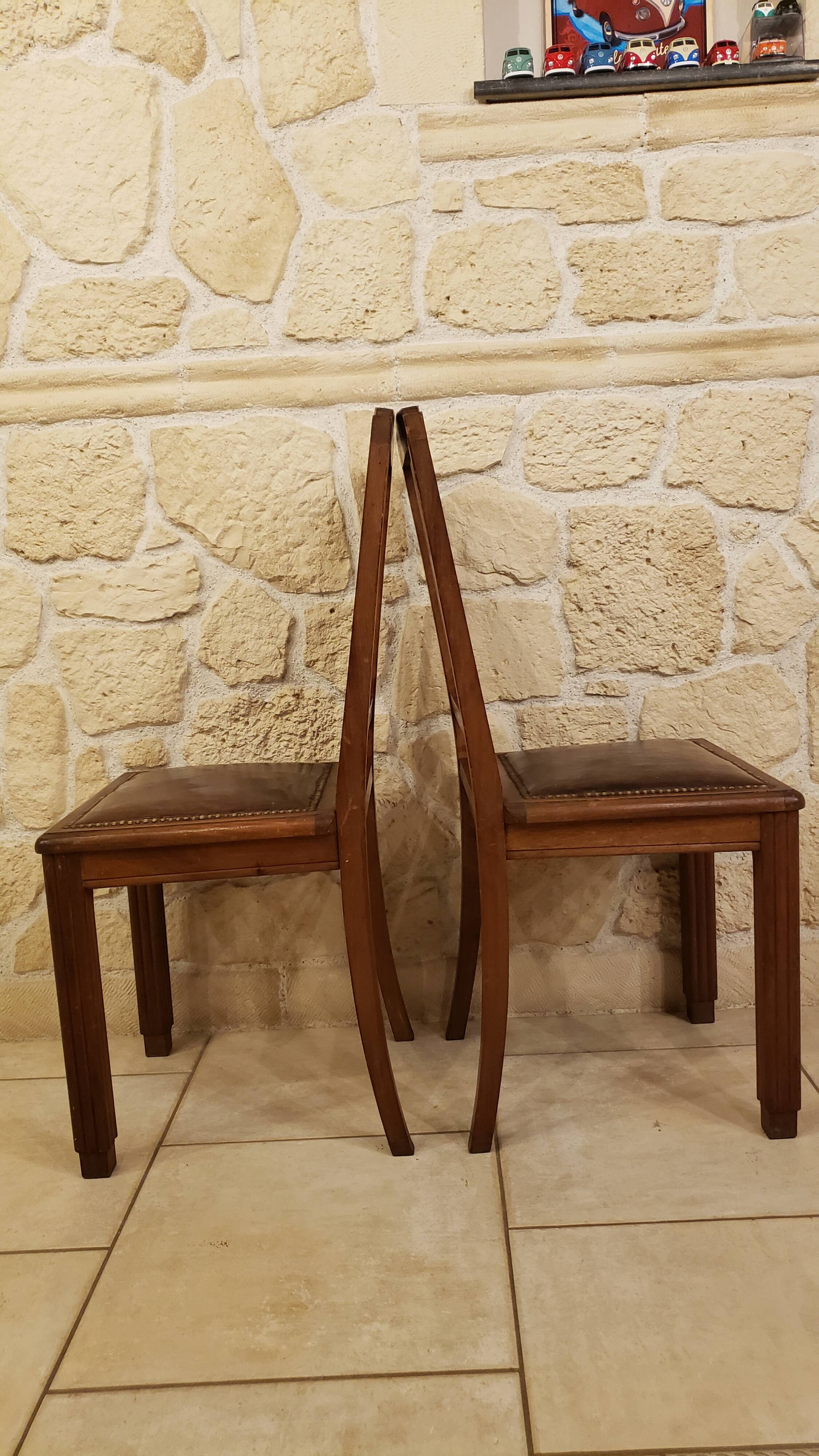 2 solid wood art deco chairs