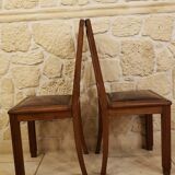 2 solid wood art deco chairs