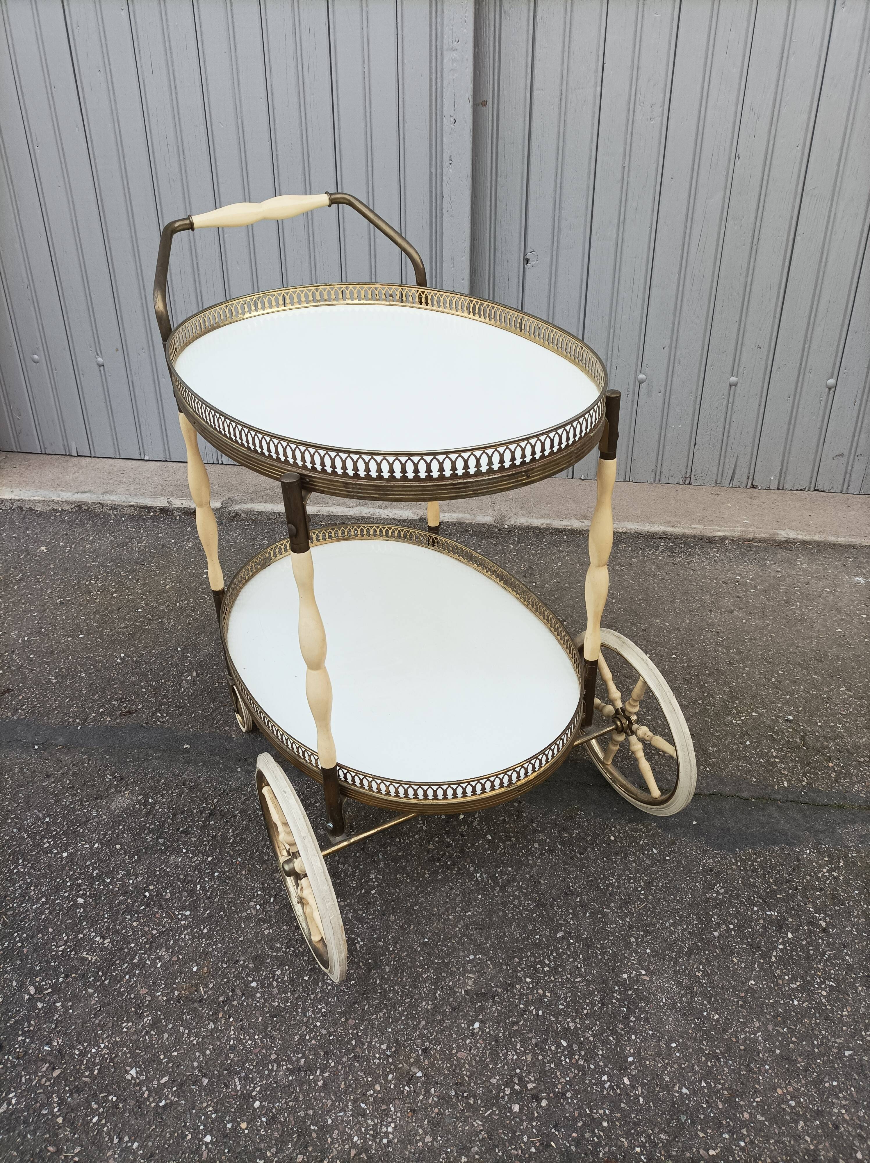 Vintage ivory and brass service