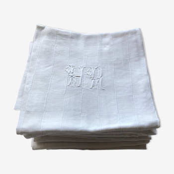 Lot de 11 serviettes brodées monogramme HR