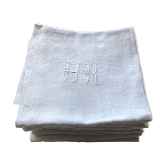 Set of 11 embroidered towels monogram HR