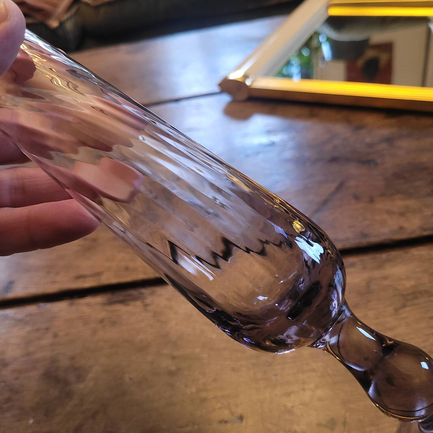 Textured smoked glass soliflore. 1970s