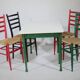 B&B Italy Wicker Chairs Table Colorful Mid-Century Design 60s 70s, Set of 5