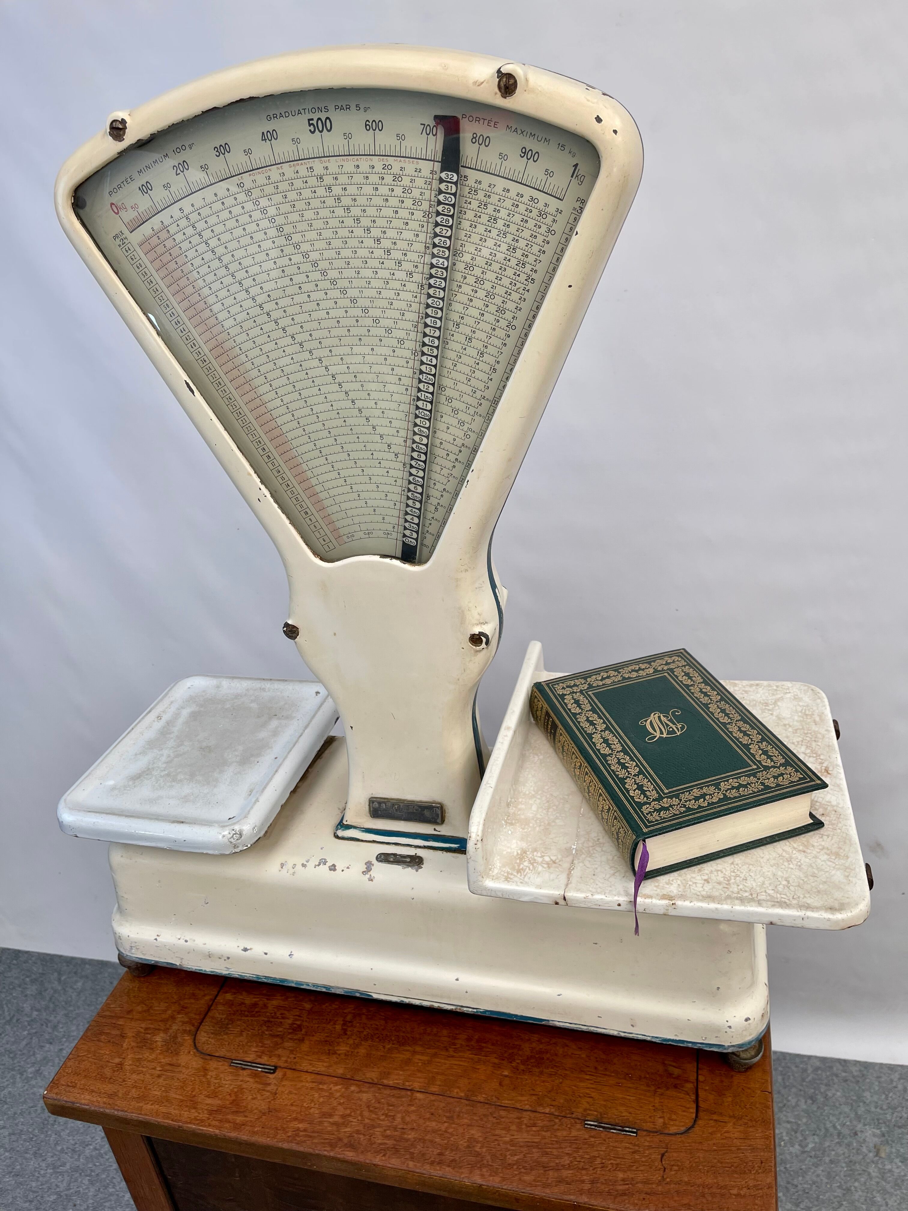 Antique double-sided scale grocery counter