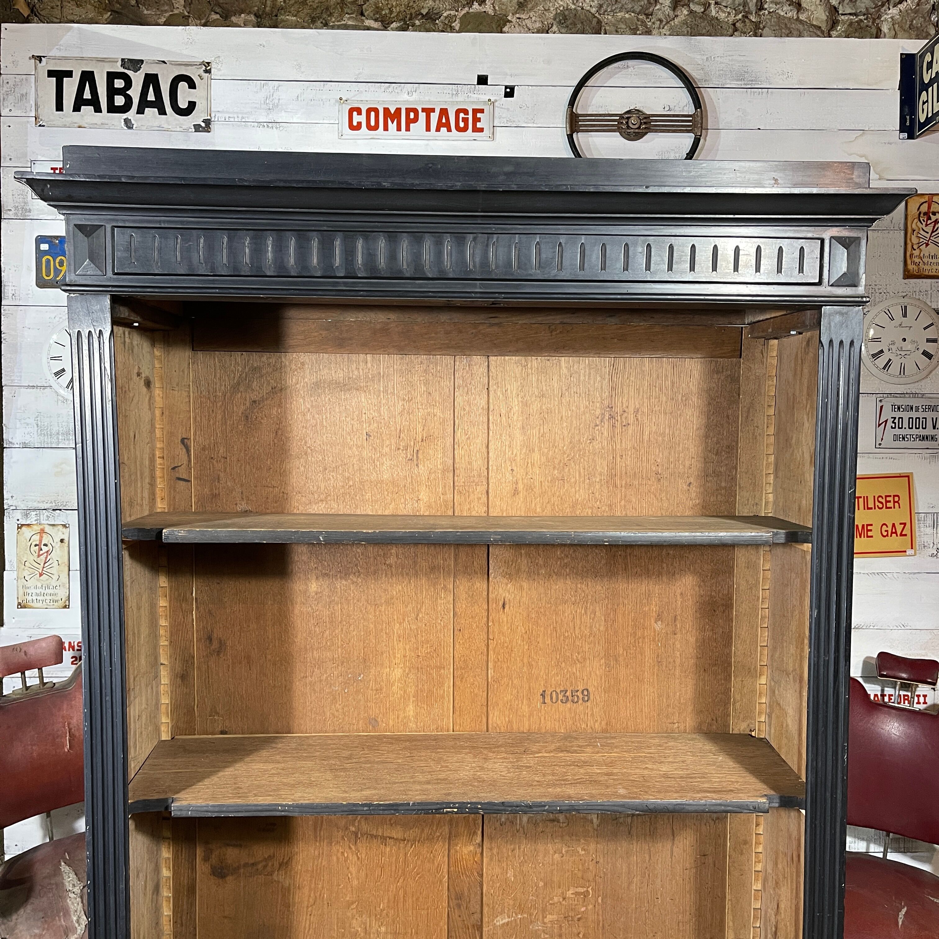 Black patina bookcase