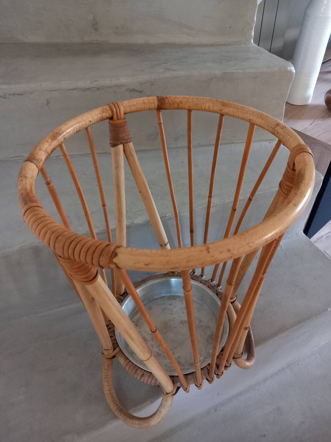 Vintage wicker umbrella stand