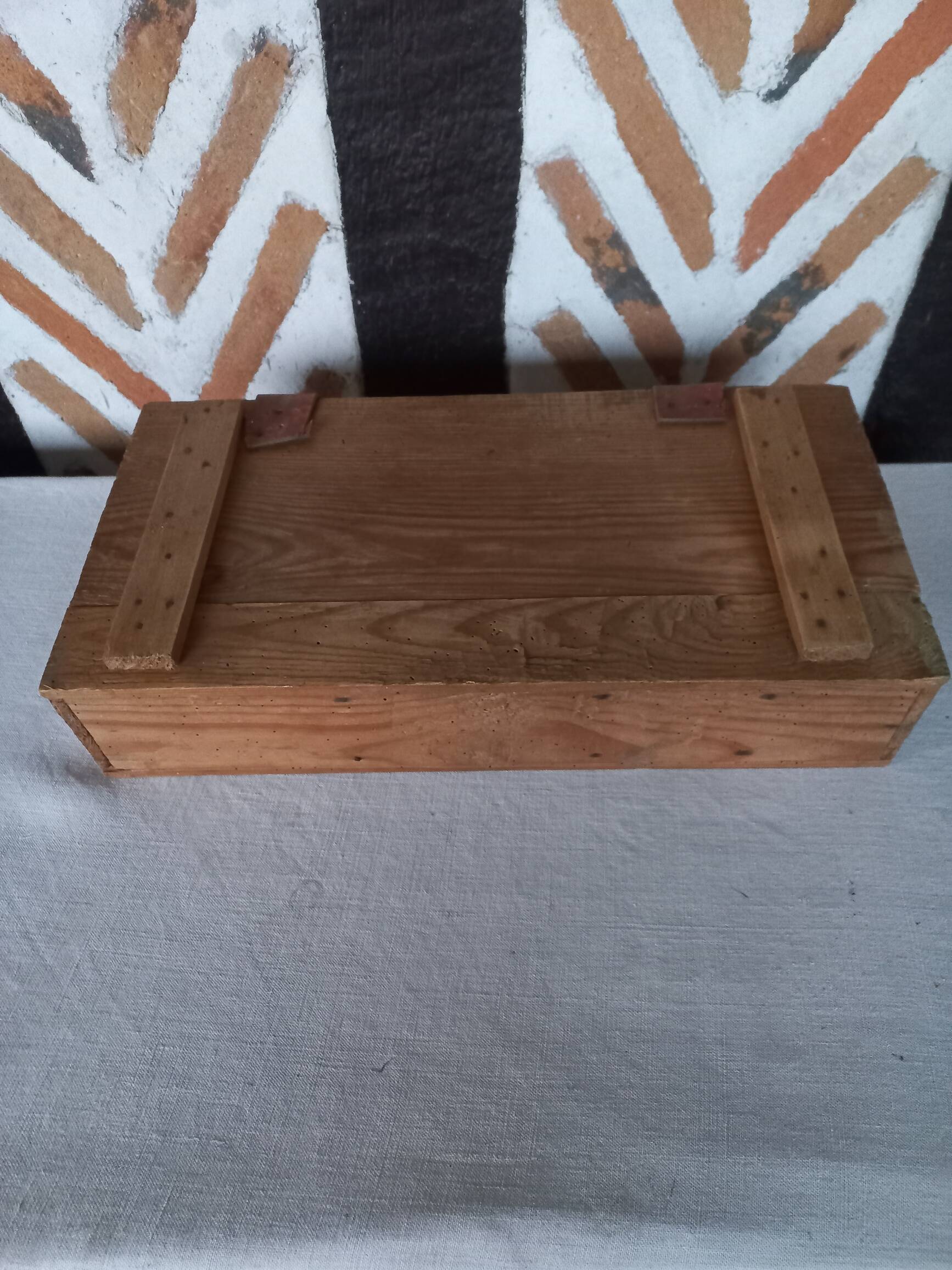 Old compartmentalized wooden box crate