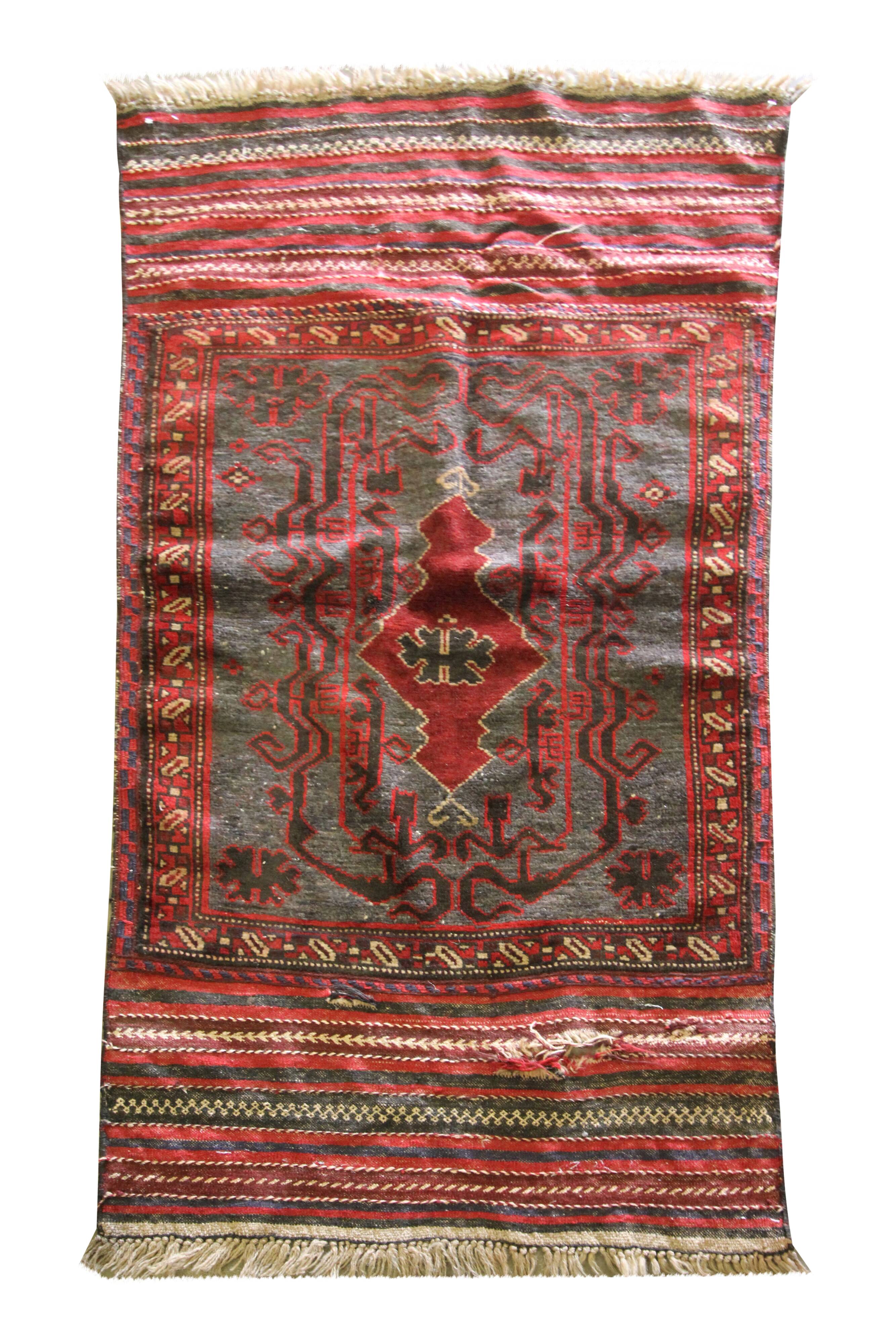 Handmade vintage afghan baluch area rug - 85x115cm
