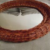 Mirror rattan oval 50x 37cù