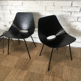 Pierre Guariche leather tonneau chairs, Maison du monde edition circa 2010
