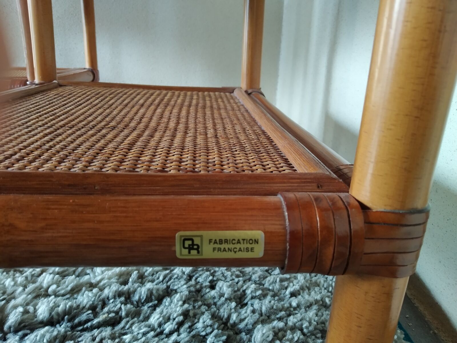 Double rattan bed and his pair of bedsides