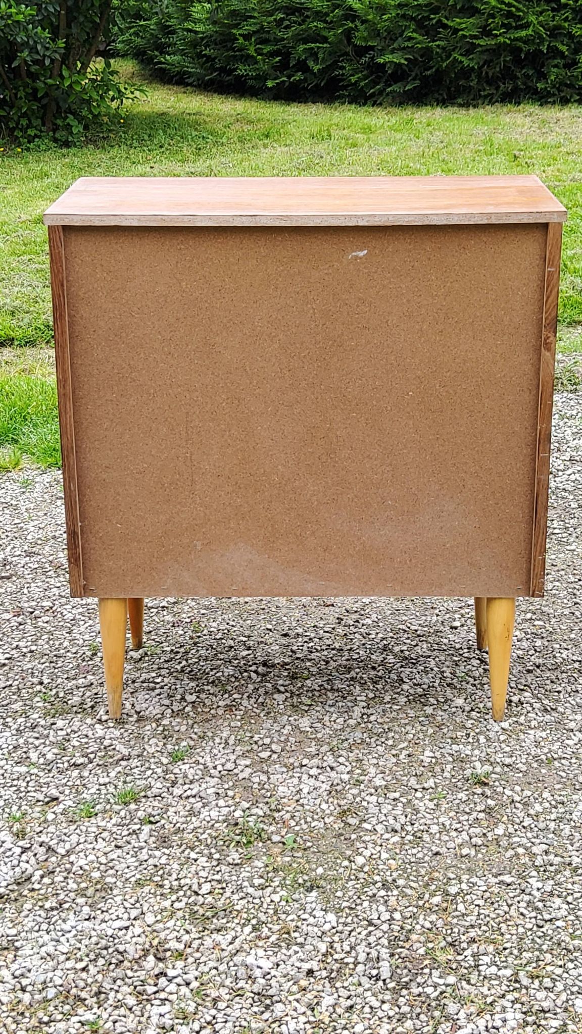 Vintage chest of drawers from the 50s in blond oak 4 drawers conical legs