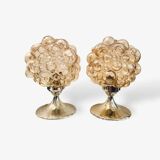 Ensemble de 2 lampes en verre bullé par Helena Tynell 1970
