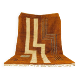 Modern Moroccan rug in rust wool with cream lines 150/250 cm