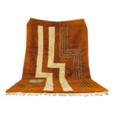 Tapis marocain moderne en laine orange et crème