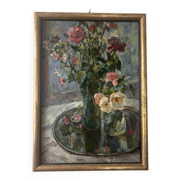 Grand tableau nature morte aux fleurs, école russe du milieu du XXe siècle. L’éloge de la douceur
