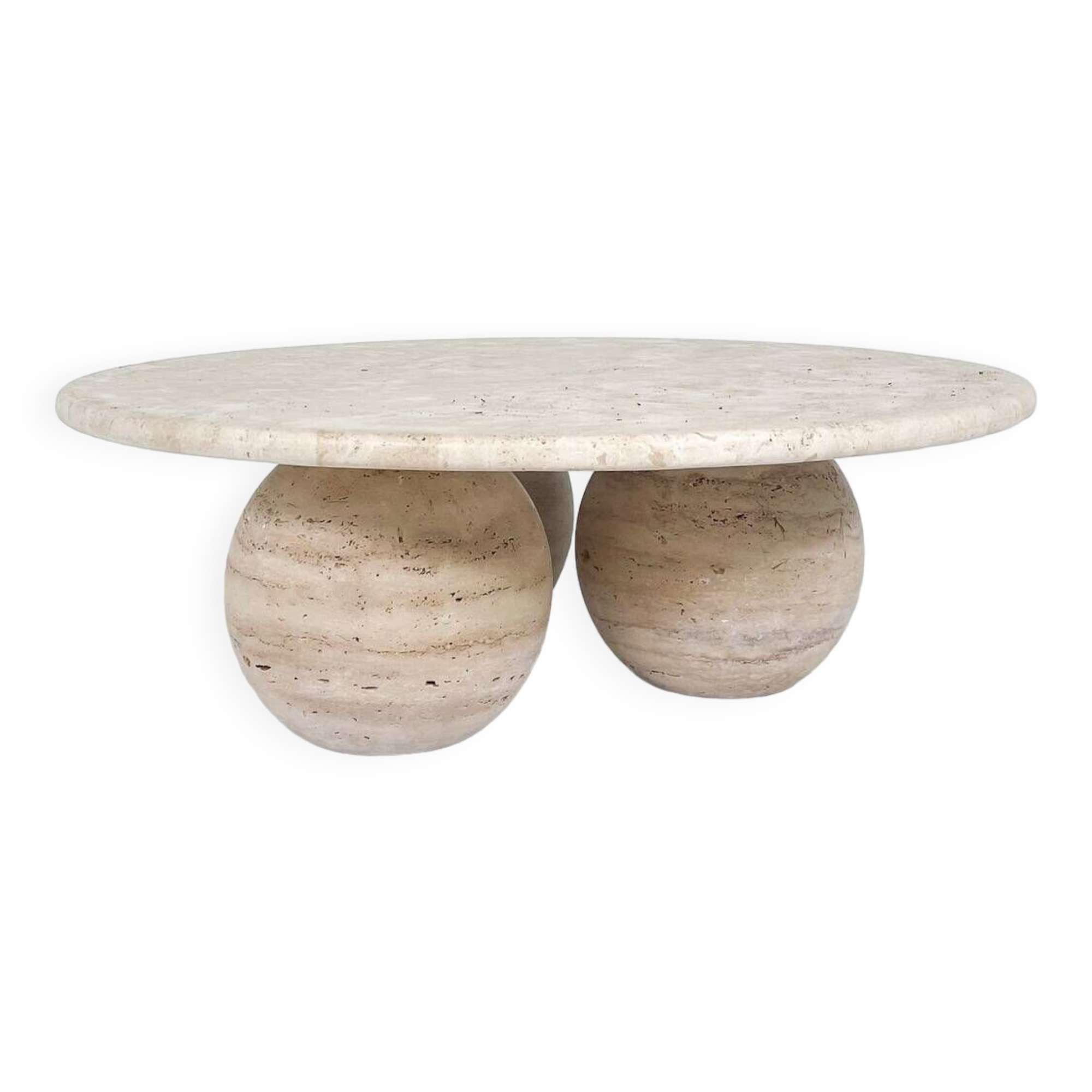 Contemporary Round Travertine Coffee Table, Italy