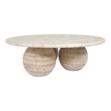 Contemporary Round Travertine Coffee Table, Italy
