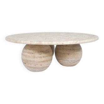 Contemporary Round Travertine Coffee Table, Italy