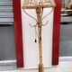 Floor lamp with vintage rattan coat rack