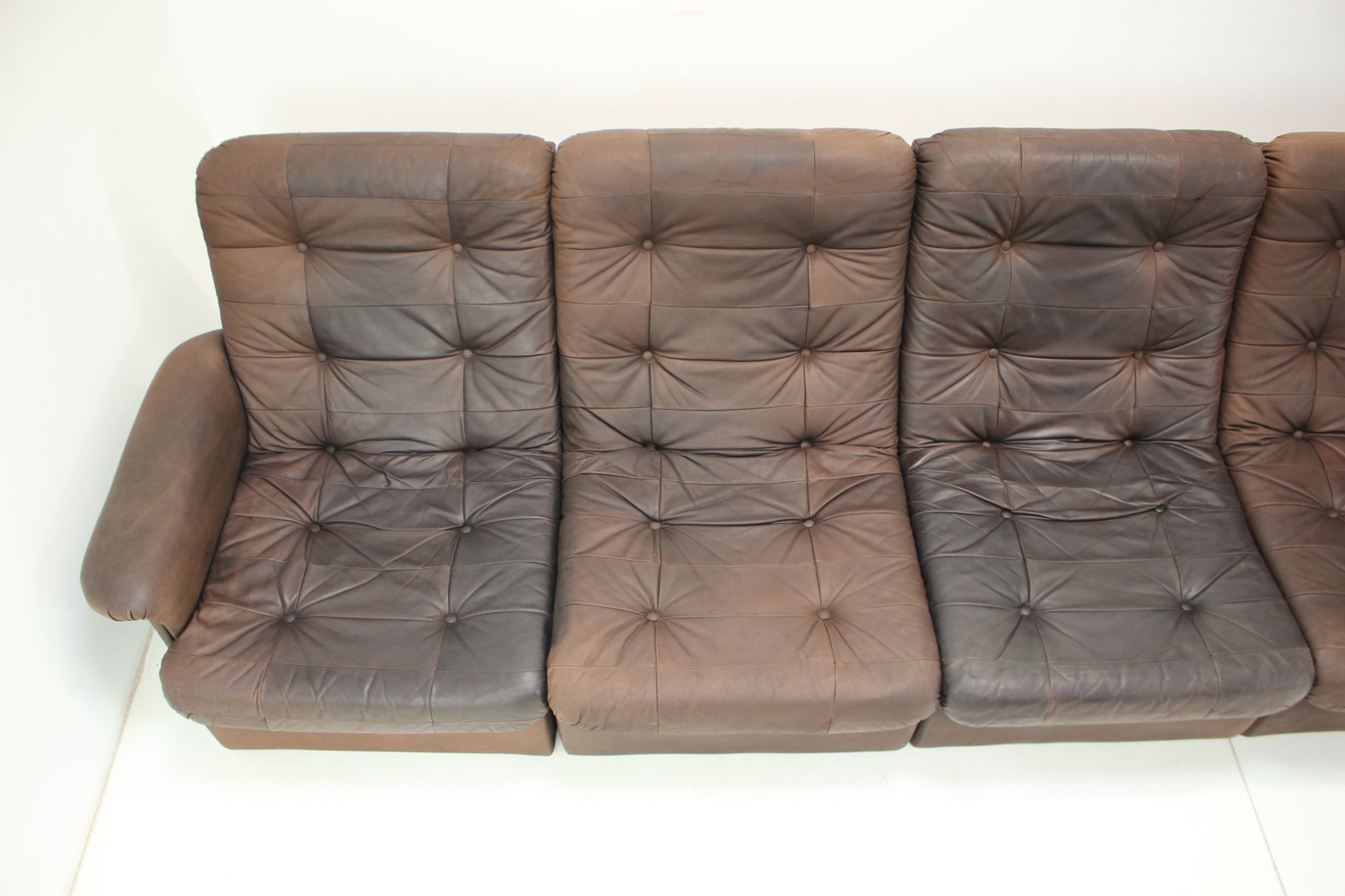 1980s leather modular five seater sofa