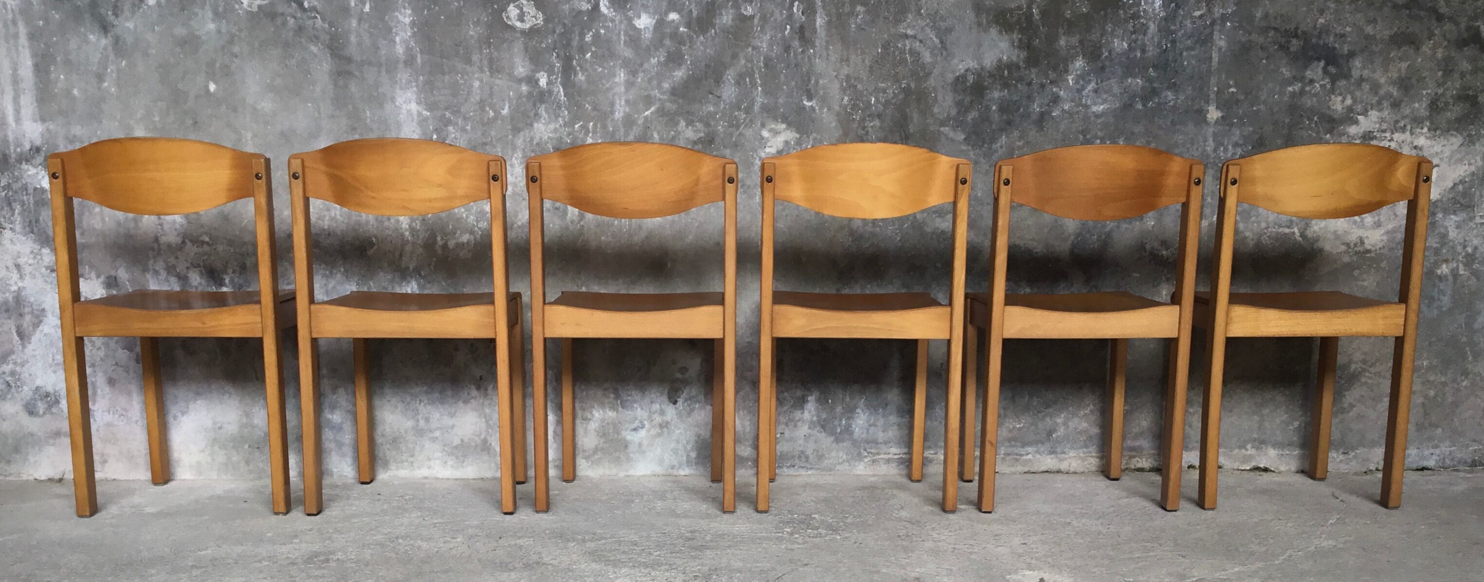 Set of 6 design chairs in glulam - 1970s
