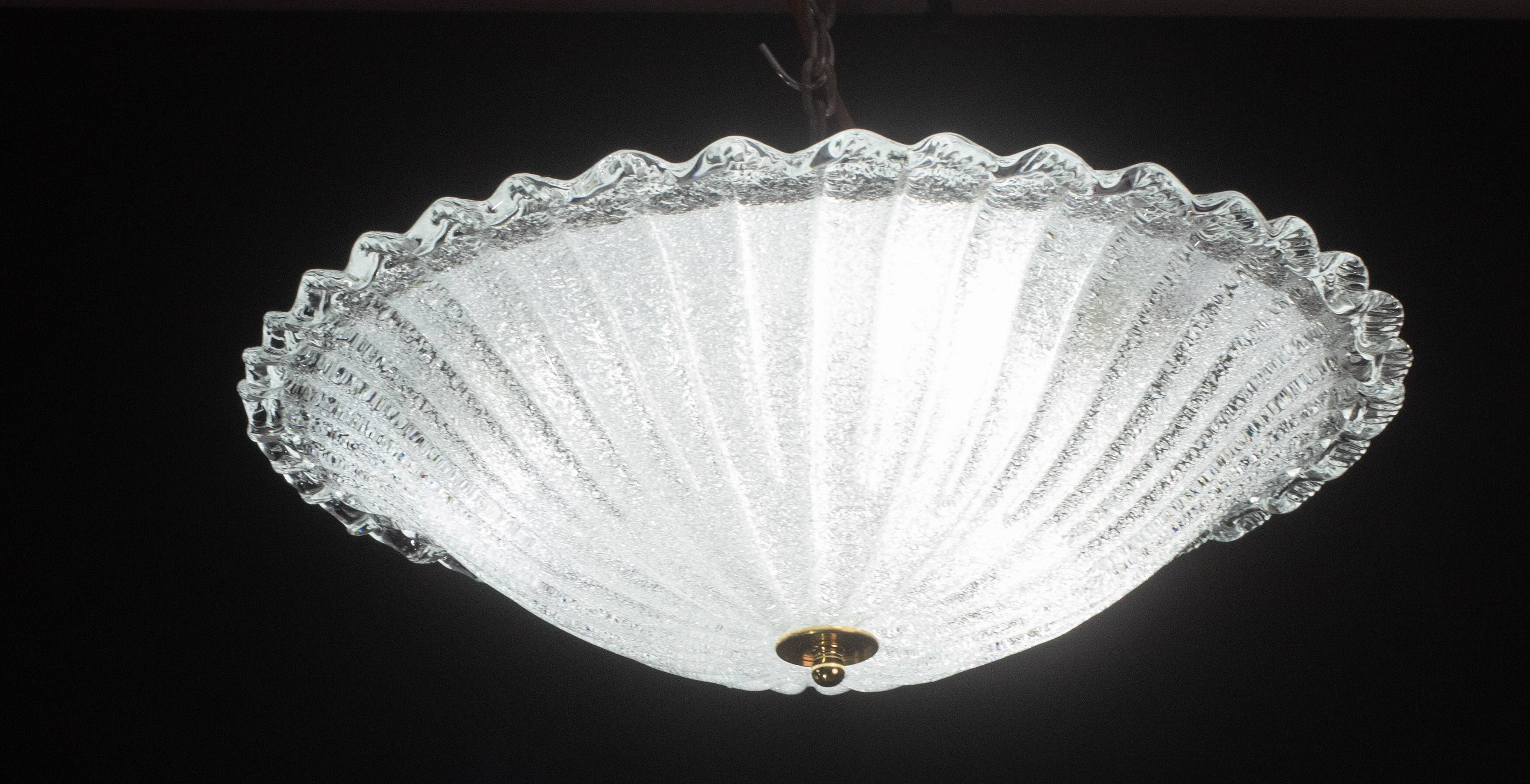 Charming Italian Trasparent Murano Glass Ceiling Fixture, Murano, 1960