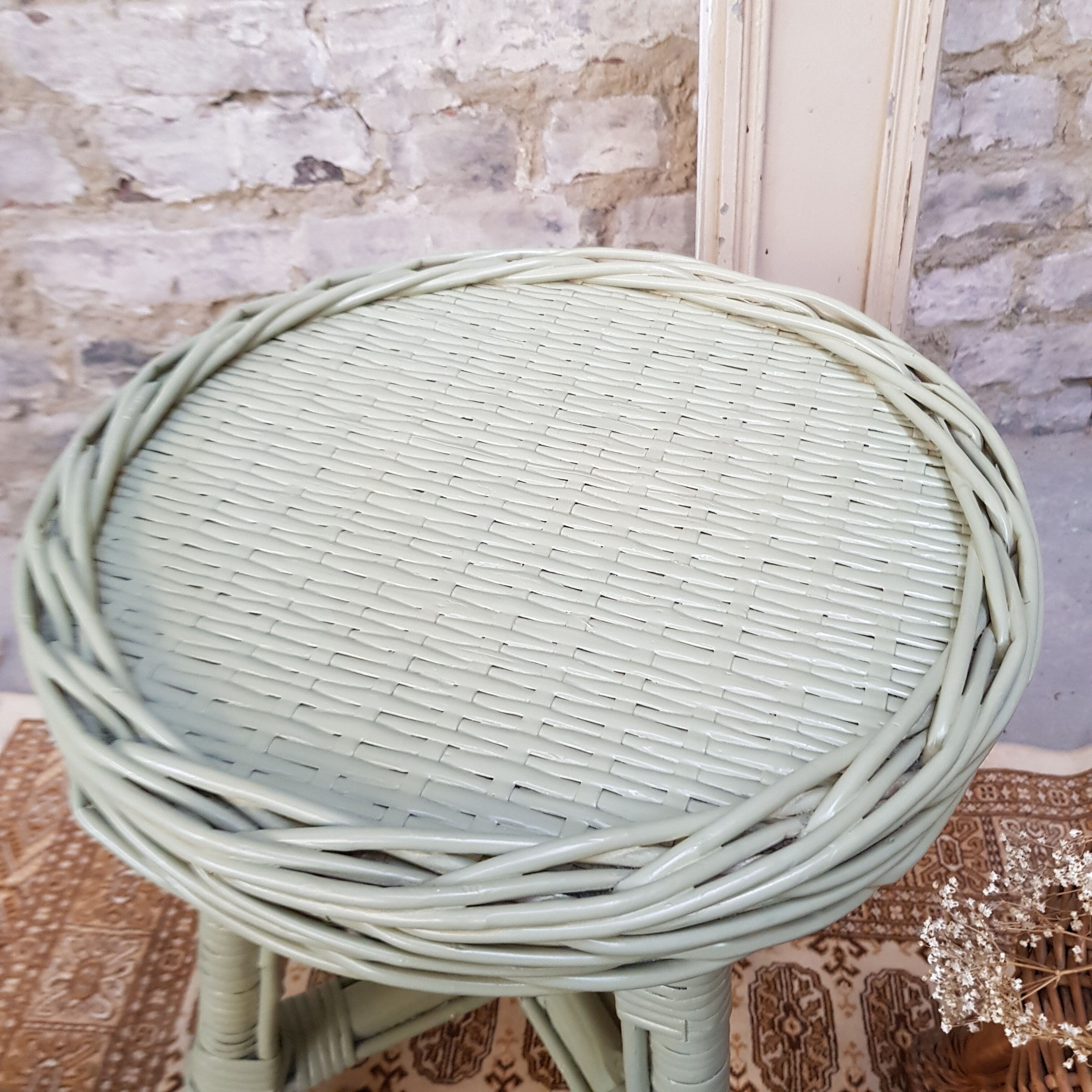 Khaki rattan stool
