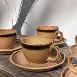 Vintage 1970s stoneware coffee cups and saucers