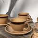 Vintage 1970s stoneware coffee cups and saucers