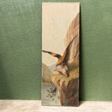 Huile sur toile, aigle et sa proie, 19ème siècle