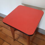 Wooden and red formica stool