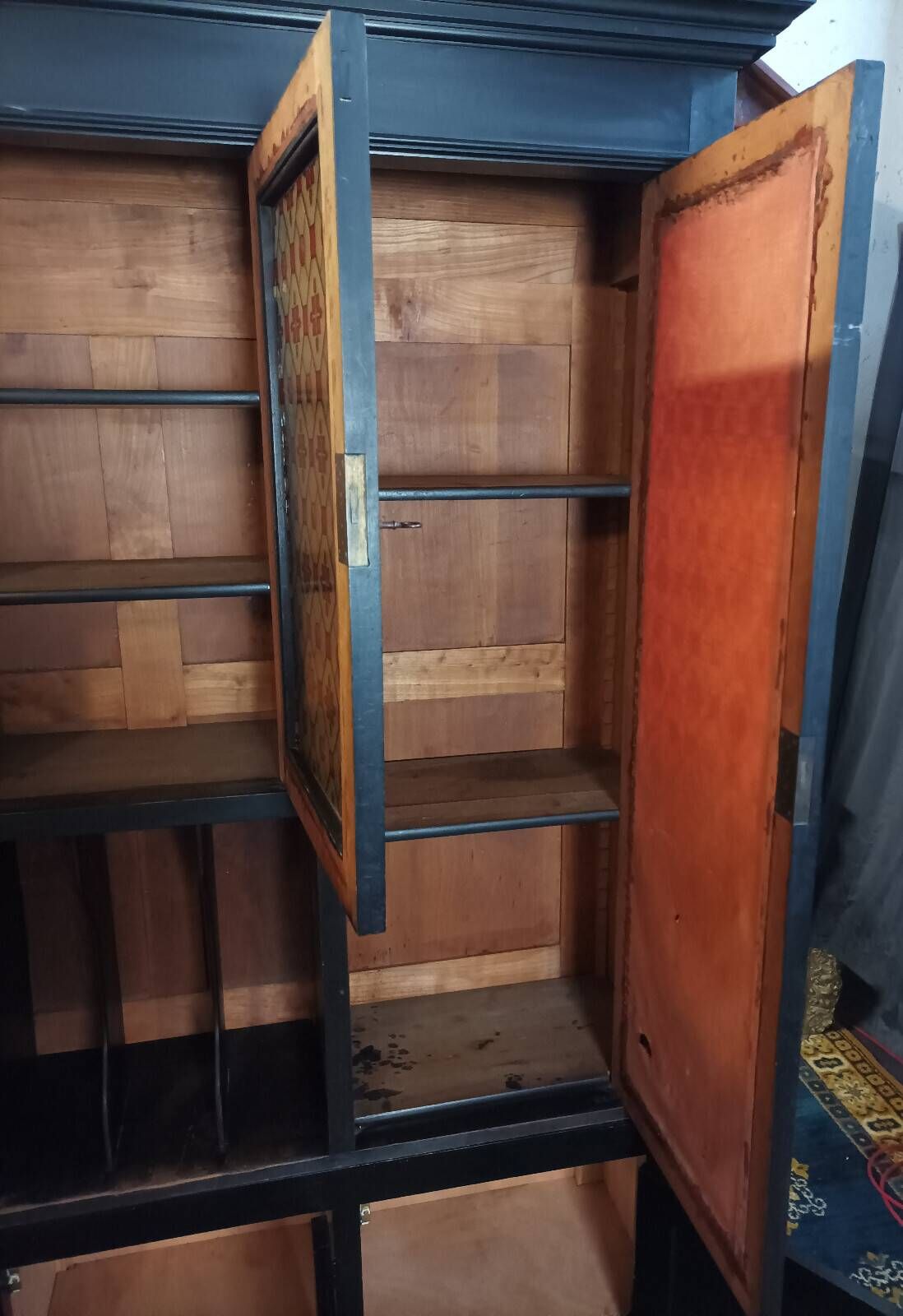 Vintage painted wooden bookshelf