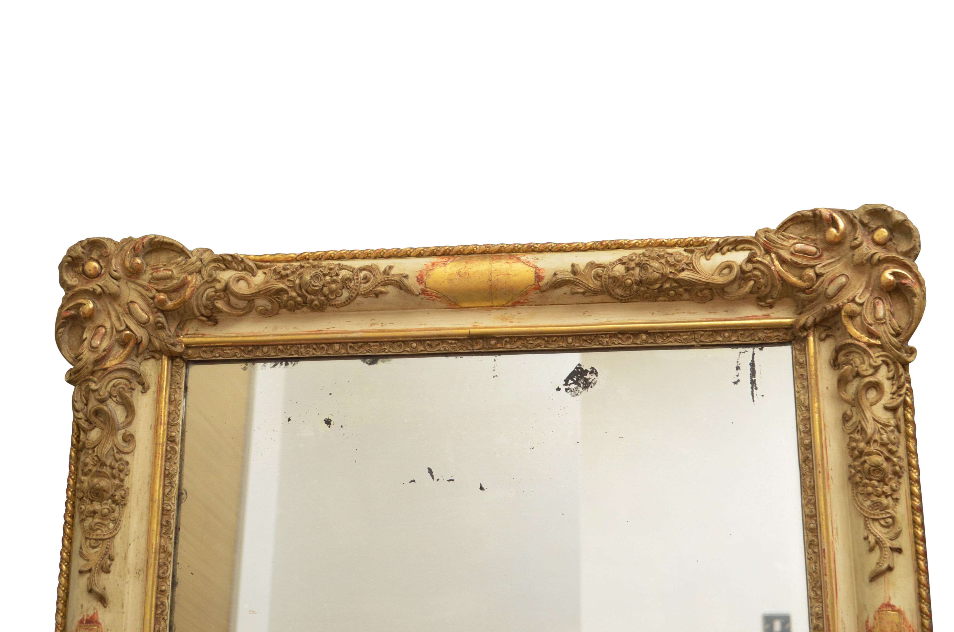 Miroir de mur doré du 19ème siècle