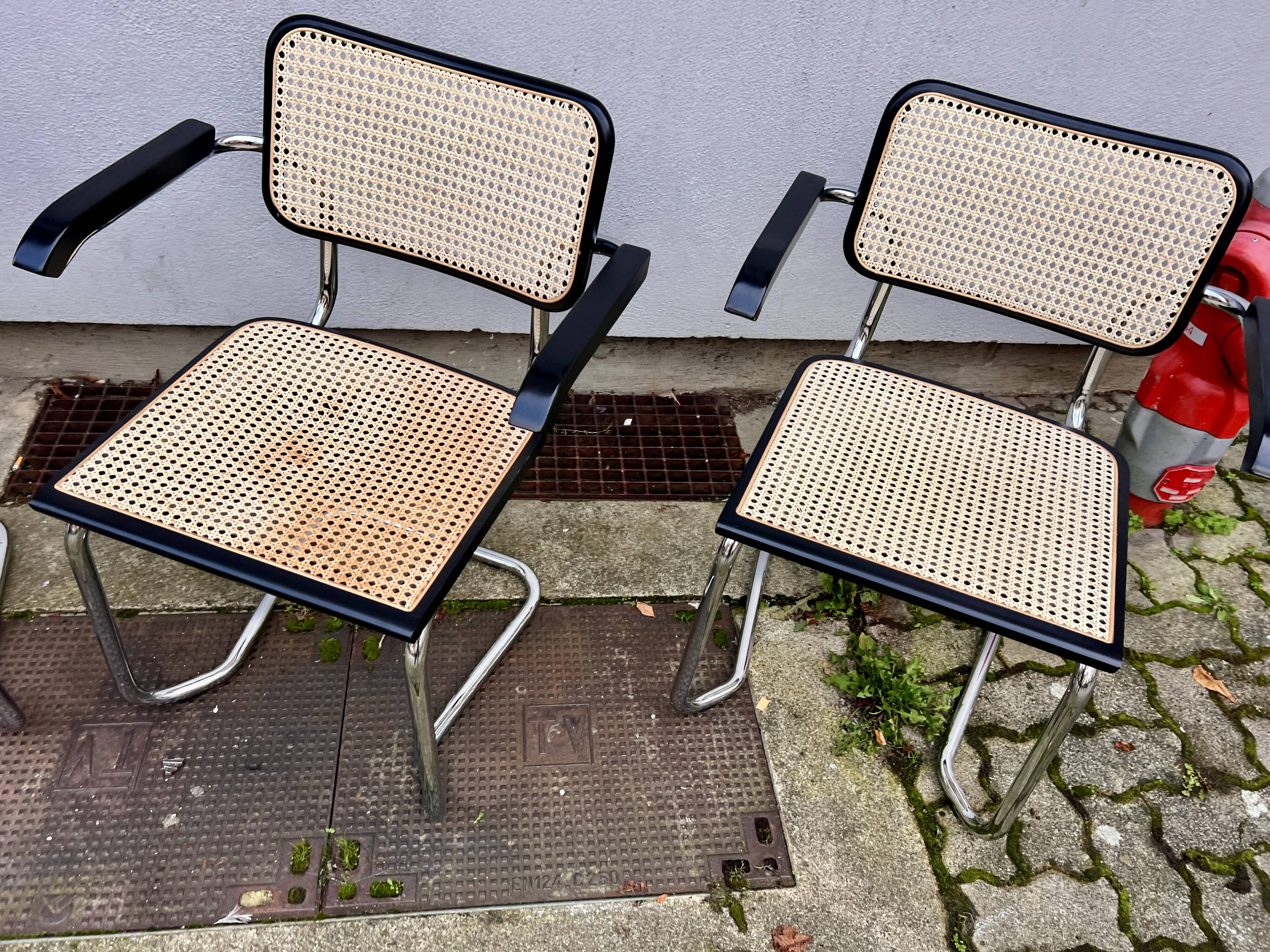 Set of 4 Marcel Breuer style armchair chairs