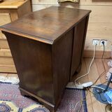 1950s English mahogany chest of drawers with one shelf